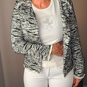 IRO Wool Blend Tweed Jacket Black and White, size 6